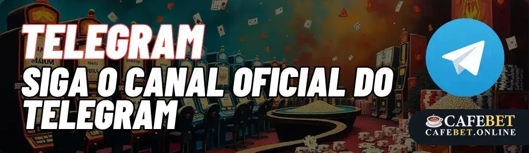 Jogador acompanhando o canal oficial da CAFEBET no Telegram.